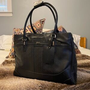 Guess Black Embossed Briefcase Tote